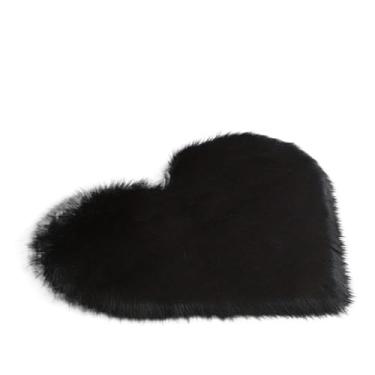 Imagem de 1 tapete de pelúcia em forma de coração para sala de estar, quarto, decoração de casa, dia dos namorados, 50 cm x 60 cm (preto)
