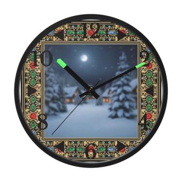 Imagem de STAYTOP Relógio de parede de LED com janela de Natal para quarto com brilho noturno, relógios de parede silenciosos de 30 cm para decoração de sala de estar, controle de som, relógio de parede moderno