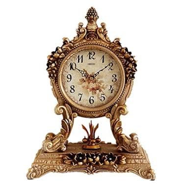 Imagem de Decoração de relógio de mesa sala de estar nórdico retro relógio de sentar relógio moderno europeu para casa decoração de relógio de mesa (cor: A, tamanho: 28 * 37 cm)