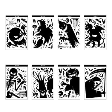 Imagem de 8 unidades de Adesivo Janela Halloween Assustador Creepy Decal Vidro com Lados Clings para Enfeite Presente Decoração Reutilizável Festa