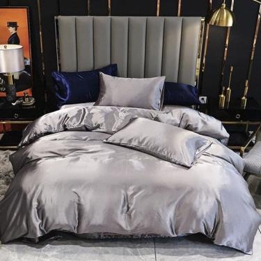 Imagem de Jogo De Cama Solteiro King Cetim Toque De Seda 7Pç Completo