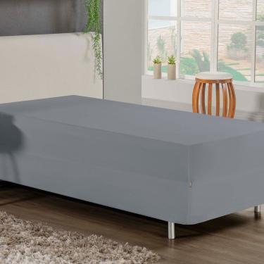 Imagem de Jogo De Cama Solteiro Nobre 2 Peças Luva De Box 55cm De Altura Malha 100% Algodão - Cinza