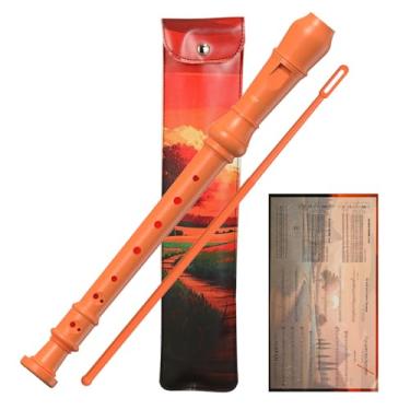 Imagem de Instrumento de gravador soprano para crianças, flauta alemã com 8 furos para iniciantes com haste de limpeza, embalagem de couro e tabela de dedos, ideal para aulas escolares e prática em casa