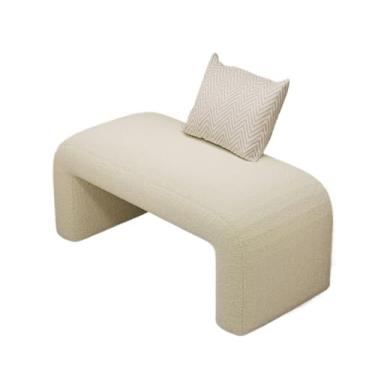 Imagem de Banqueta moderna para engraxar sapatos de entrada para casa para quarto, sofá-cama, adaptador, pacote macio, banco decorativo (branco, 80 cm)