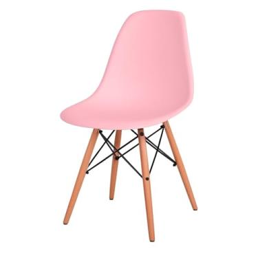 Imagem de Kit 2.4 e 6 Cadeiras Eiffel Base Madeira Casa Escritorio(Rosa,2 Unidades)