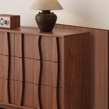 Imagem de KEG801302 Cômoda retrô para quarto, fileira dupla com 6 gavetas, organizador de armário de armazenamento, torre de armazenamento de roupas (multicoloridas)