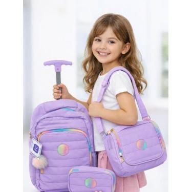 Imagem de Mochila de Rodinha Infantil+ Lancheira Térmica + Estojo Kit Escolar Co