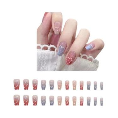 Imagem de Unhas Postiças Pretas Gradiente Y2K Com Estrelas E Formato Caixão, 24 