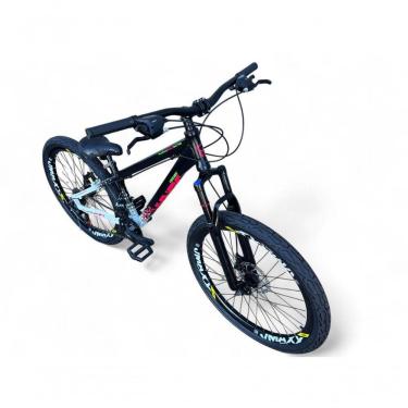 Imagem de Bicicleta Aro 26 Vikingx Tuff X44 Freeride Freio Hidráulico 21v Aros Vmaxx Dh Pneu Flame - Preto Branco