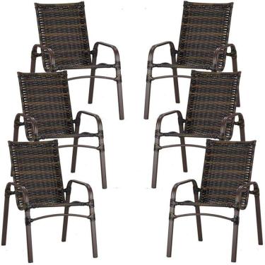 Imagem de 6 Cadeiras Emily Com Pintura Eletrostática Trama  Pedra Ferro