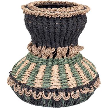 Imagem de Vaso Decorativo Enfeite Casa Fibra 38x36x36cm Verde