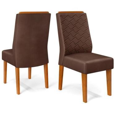 Imagem de Kit 2 Cadeiras De Jantar Estofadas Lidia Veludo Moca Freijo Dj Moveis 