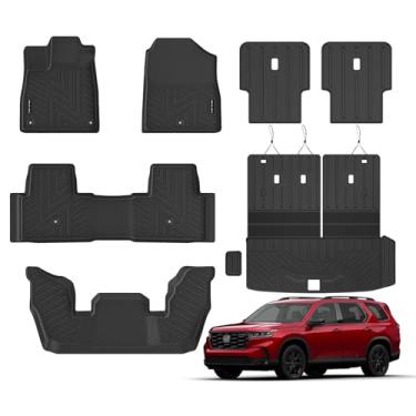 Imagem de NIKALAIKA Tapetes de chão e forro de carga com tapete de encosto para Honda Pilot 2023 2024 2025 proteção contra todos os climas TPE borracha conjunto completo forro de chão tapete de porta-malas para