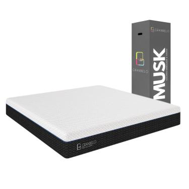 Imagem de Colchão na Caixa Embalado a Vácuo Musk Casal Ortopédico 138X188 Espuma D28 Branco/Chumbo G90 - Gran Belo