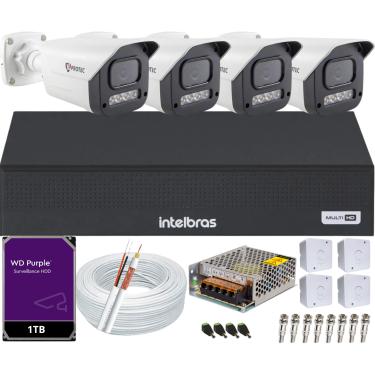 Imagem de Kit 4 Câmeras Full Color C/Áudio Dvr Intelbras 4ch 1TB Purple