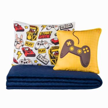 Imagem de Colcha Cobre Leito Roupa Cama Edredom Solteiro 5 Pçs Matelado Dupla Fa