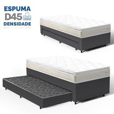 Imagem de Cama Box com Colchão de Espuma D45 Pillow Top Ortopédico Domo + Auxiliar de Espuma Unique Solteiro 88cm