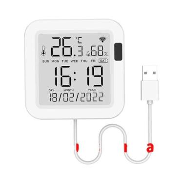 Imagem de Sensor De Temperatura E Umidade WiFi Para Casa Inteligente Com Luz De 