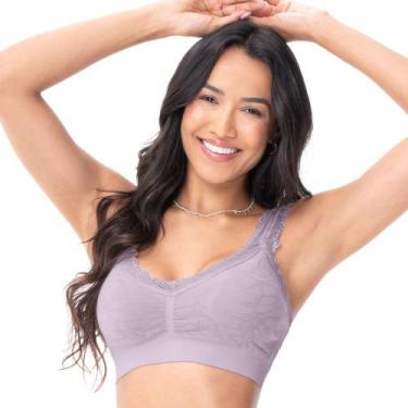 Imagem de Top Jacquard com Renda e Bojo Removível sem Costura Lilás Matte - Zee 
