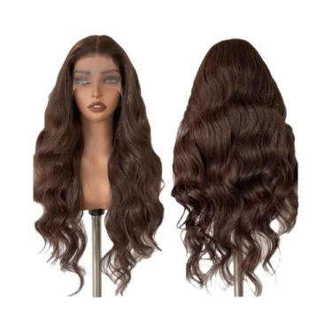Imagem de Peruca Sintética Longa De 32 Polegadas Com Ondas Soltas Pretas E Renda