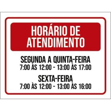 Imagem de Kit 5 Placas Horário Atendimento Segunda Quinta Sexta 27X35 - Sinalizo