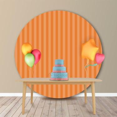 Imagem de Painel Redondo em Jacquard Laranja Listrado - Jacquard Tradicional, 2,