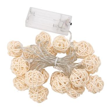Imagem de 20 luzes de corda de led, 9,8 pés 20 bolas de vime globo luz de natal, luzes de corda de fadas internas ao ar livre operadas por bateria decorativas para festa de quarto de casamento (luz quente)