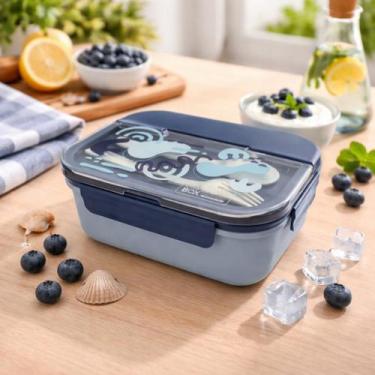 Imagem de Pote Marmita Divisoria com Talheres para Alimentos - MERAKI, Azul