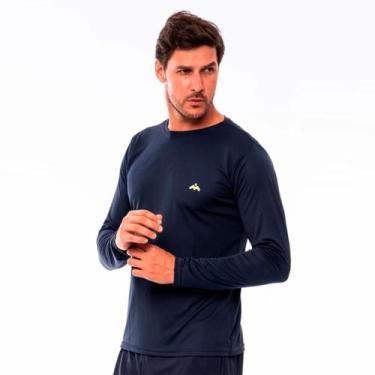 Imagem de Camiseta Masculina Manga Longa Mezul Básica Proteção Solar UV, Azul es