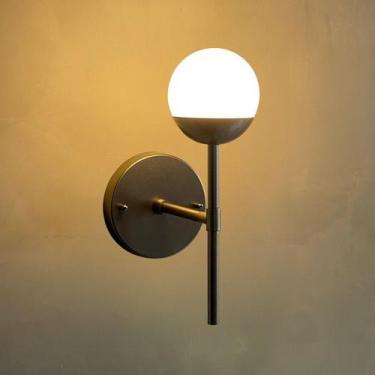 Imagem de Arandela luminária de Parede lina alumínio bivolt Com Globo Vidro 12cm