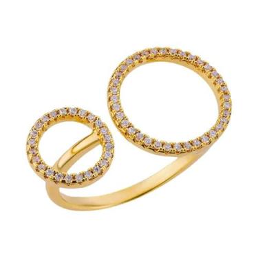 Imagem de Anel Geométrico Ajustável De Aço Inoxidável Com Zircônia Para Mulheres