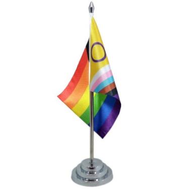Imagem de Bandeira Mesa 29 Cm (mastro) Progress Intersexo Gay - Lgbt - SP Bandei
