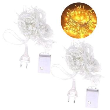 Imagem de 2 Fio 100 Led Pisca Amarelo 8,5m 110v Decoração Festa Natal - Riomaste