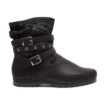 Imagem de Bota Feminina Mooncity Cano Curto Zíper Moda Original 71124, Preto, 37