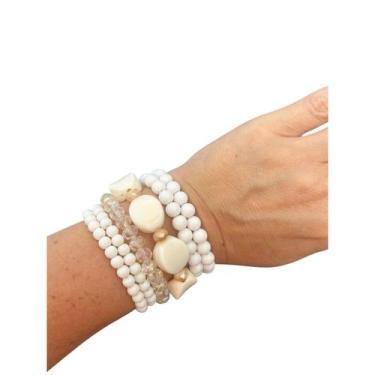 Imagem de Kit Brinco e Pulseira em Miçanga Moderno Feminino Iracema - MLBpel, Br