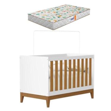 Imagem de Berço Americano Flip Branco Acetinado Savana Com Colchão Gazin - Relle