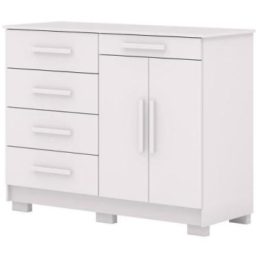 Imagem de Cômoda Sapateira Para Quarto 2 Portas 5 Gavetas Biana V01 Branco - Lya
