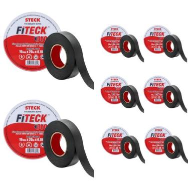 Imagem de 8 Fita Isolante Preta Steck 20 Metros 750V 0.19mm SFT1820