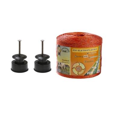 Imagem de Fio Eletroplástico Rolo 1000m Laranja Leve 2mm Cercas Elétricas EP1000 + 200 Roldanas 36mm - Zebu