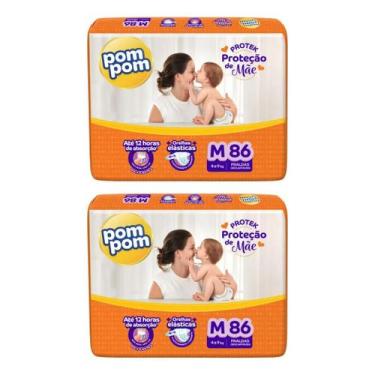 Imagem de KIT 2 Fraldas Pom Pom Derma Protek Hiper Tamanho G Com 68 unidades