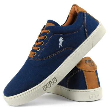 Imagem de Tênis Masculino Polo White Casual Em Lona Marinho - Calçados Web Brasi