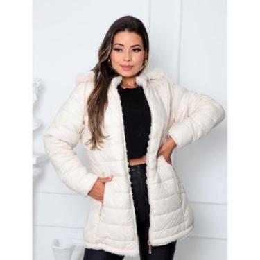 Imagem de Jaqueta ParKa Feminina Dupla Face Nylon/Peluciada Off-White-Feminino