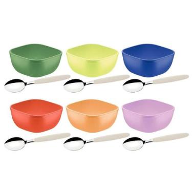 Imagem de Conjunto 6 Tigelas de Sobremesa Bowl e 6 Colheres Tramontina Mixcolor 