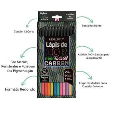 Imagem de Lápis De Cor Carbonline 12 Cores Redondo Leo&Leo - Leonora, 01 unidade