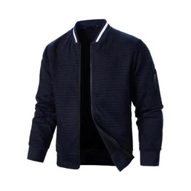 Imagem de Jaqueta Masculina De Manga Longa Com Zíper, Cor Sólida, Moda De Rua Pa