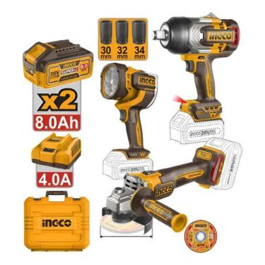 Imagem de Kit Chave Impacto Esmerilhadeira 2x 8ah Cosli250593-9 Ingco