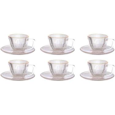 Imagem de Conjunto De Xícaras Para Café Com Pires Em Vidro Graffiato Com 12 Peça