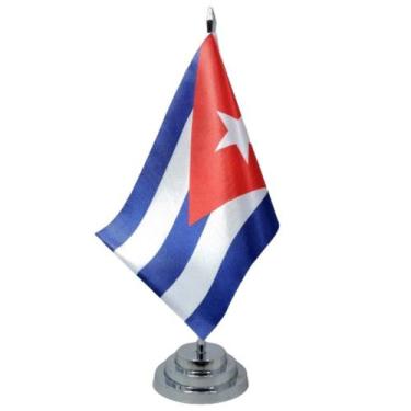 Imagem de Bandeira Mesa Cuba Dupla Face Mastro Com Mastro 29 Cm - SP Bandeiras 
