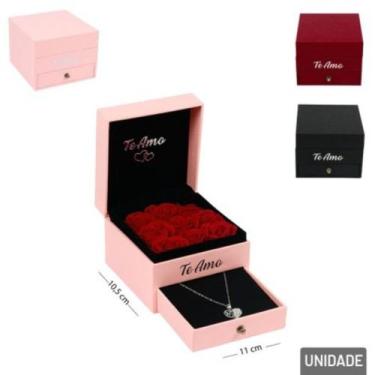 Imagem de Caixa De Presente 10,5cm Porta Joia Colar E Rosa - Nipo Center