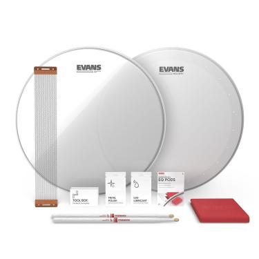 Imagem de Kit para Caixa Snare Tune Up ESTUK-14HDD-1 HD Dry com Pele Batedeira e Resposta Branco Evans